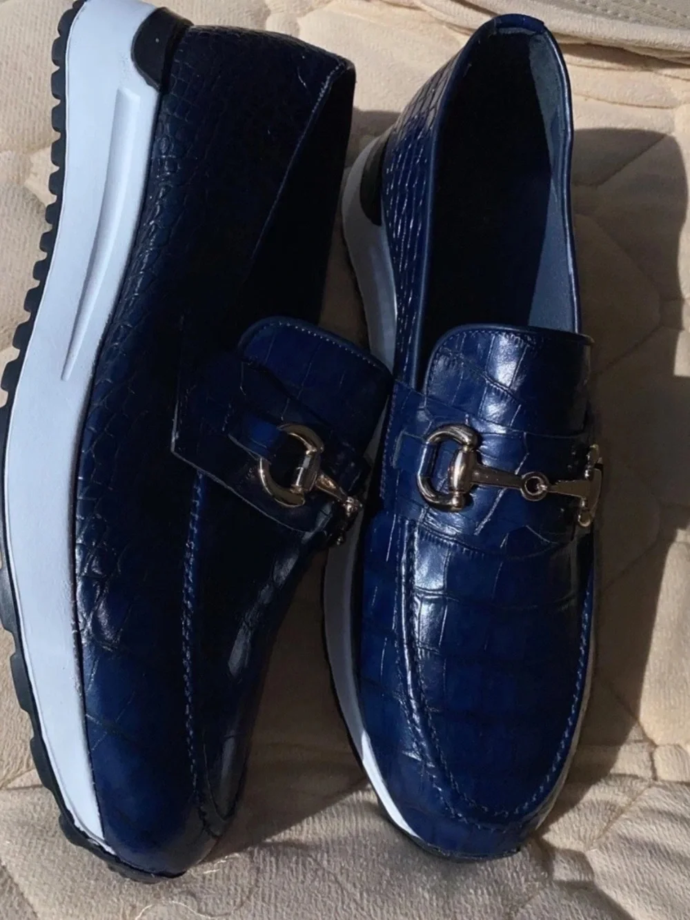 Vinci The Milan Navy Croc-Embossed Leather Women Sneaker EUR 41 US 10 Women’s